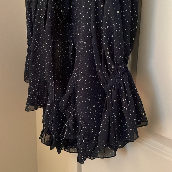 Saints + Secrets Navy Blue Ruffle Dot Cut Out Romper Sz M NWT - Picture 3 of 5